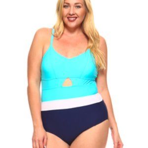 NWT Biki Blue Plus Size One Piece Swimsuit